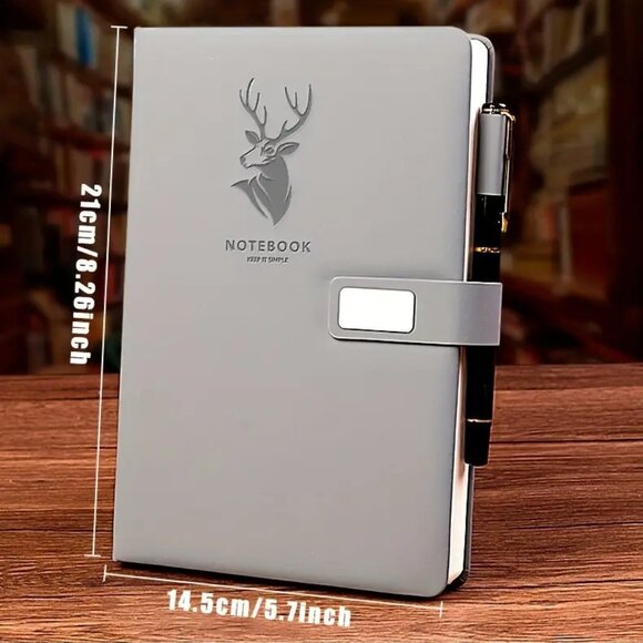Deer Embossed Notebook Journal Solid Bar Tab with Pen - Picture 3 of 7